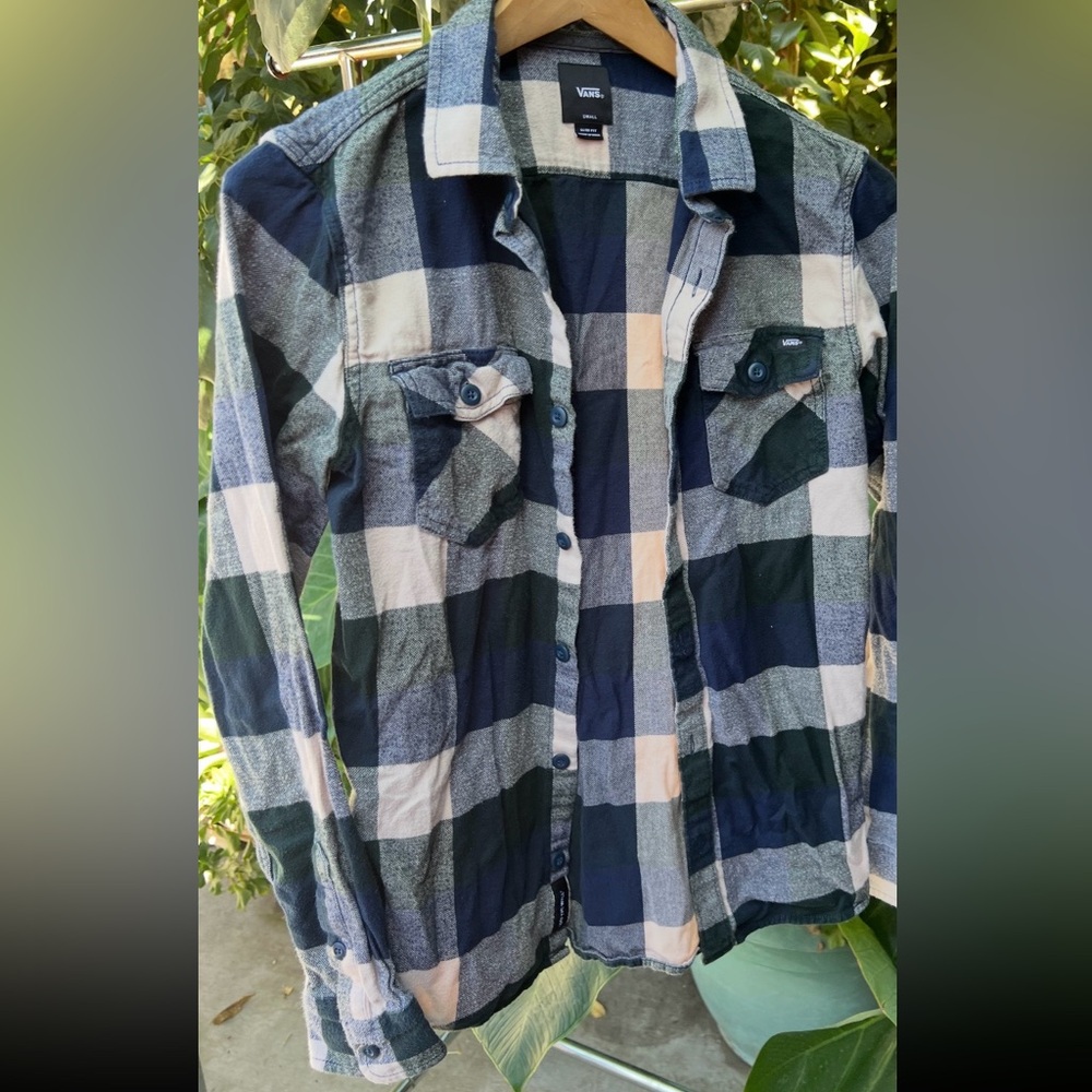 Vans Navy and Gray Plaid Casual Shirt